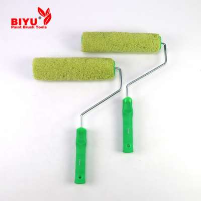 BIYU acrylic wool cover wall decorative paint roller brush with green plastic handle